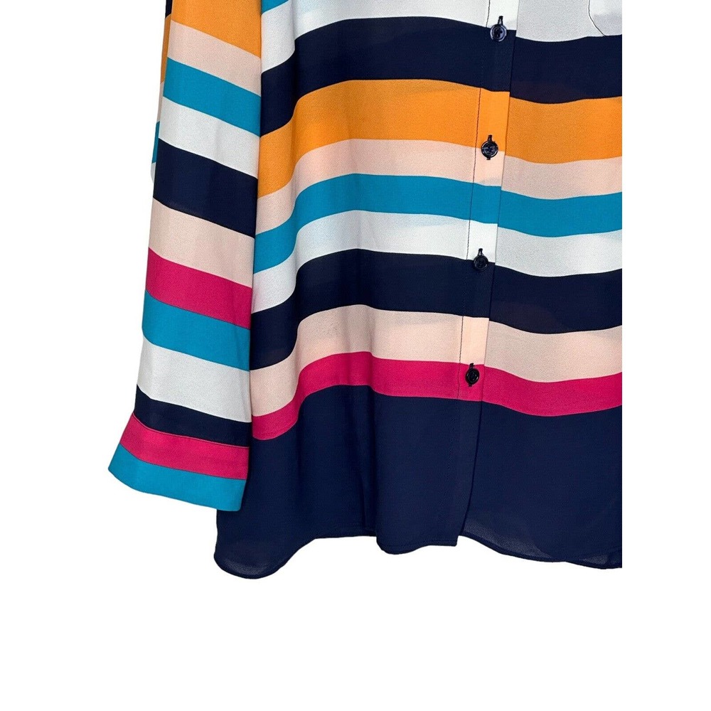 NWT Chicos Womens Striped Miri Colored Blouse 2(12/14) Button‎ Front Semi Sheer - Picture 2 of 11